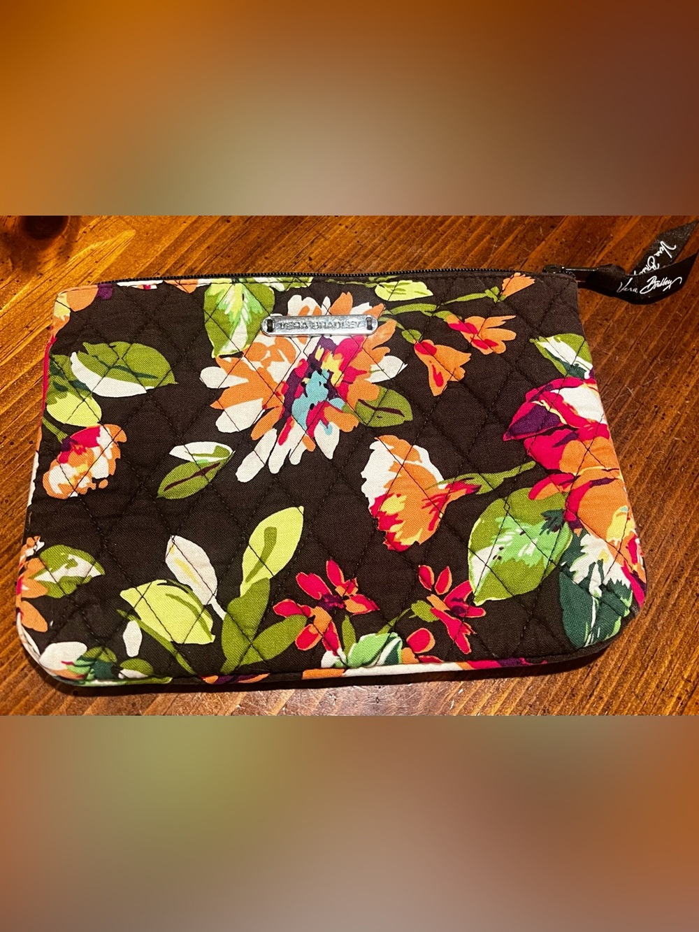 Vera Bradley English Rose Quilted Cosmetic Makeup Bag Retired Pattern Travel
